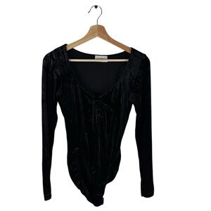 Vintage Gold Label Victoria’s Secret Velvet Bodysuit Black Size Medium